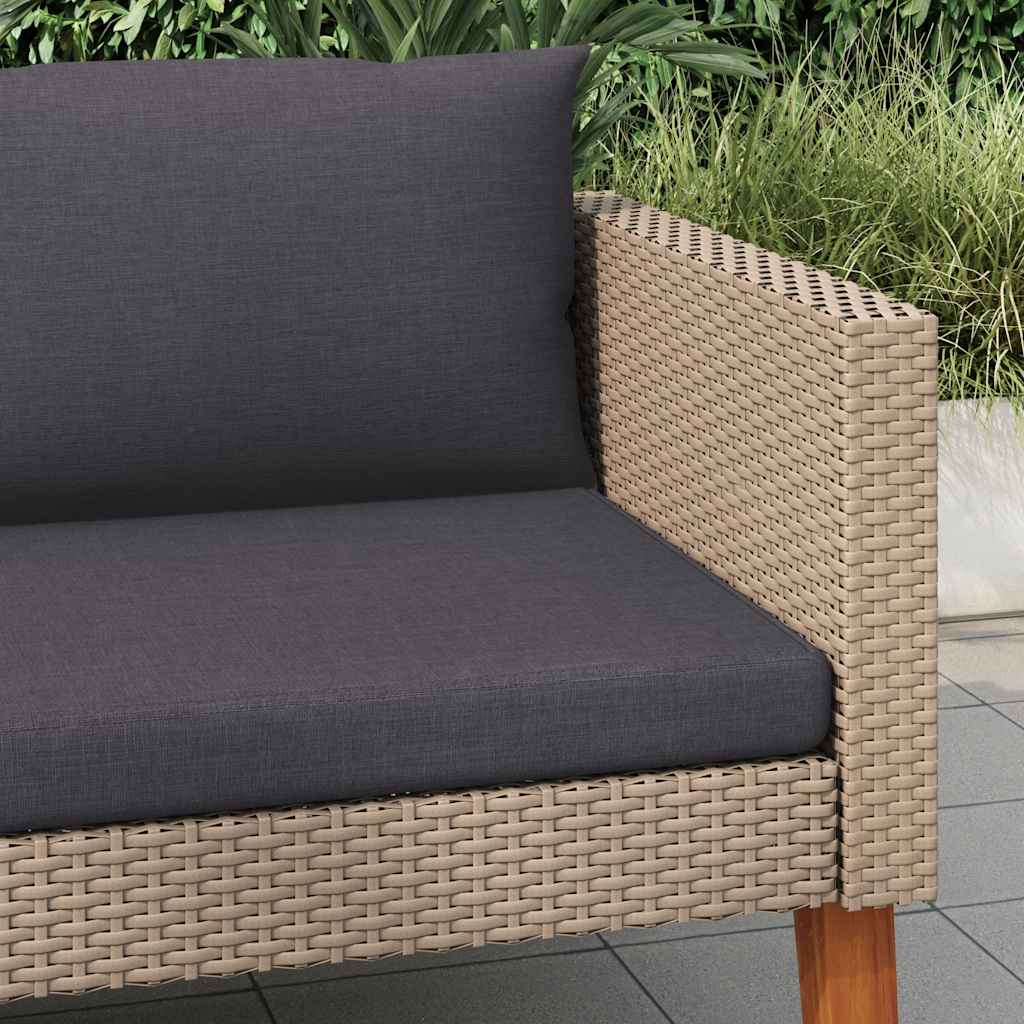 vidaXL Pojedyncza sofa ogrodowa z poduszkami, rattan PE, beż