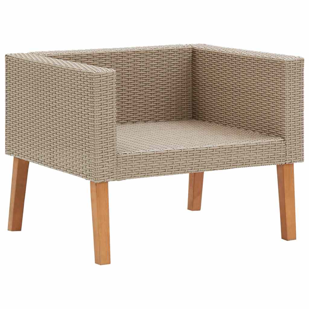 vidaXL Pojedyncza sofa ogrodowa z poduszkami, rattan PE, beż