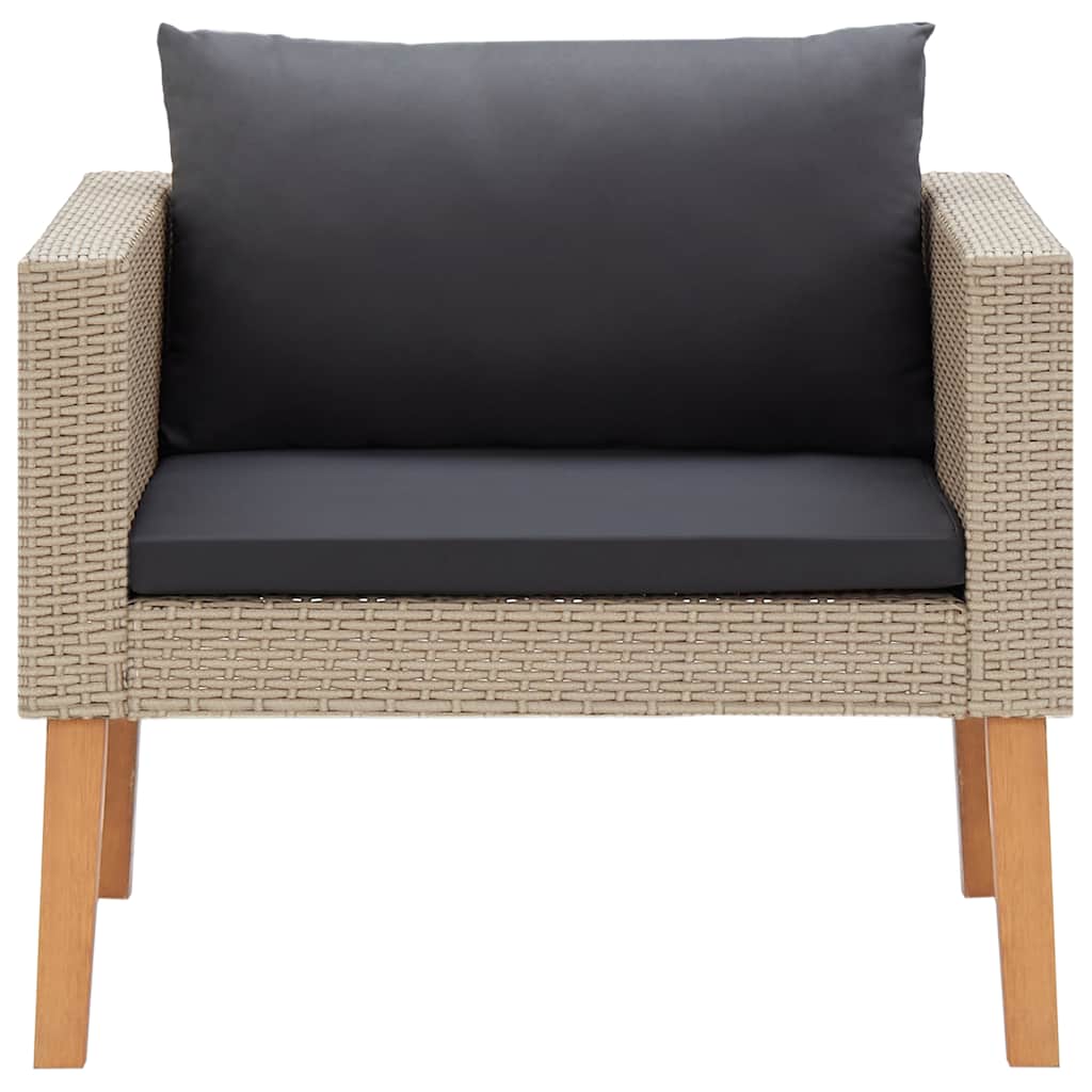 vidaXL Pojedyncza sofa ogrodowa z poduszkami, rattan PE, beż