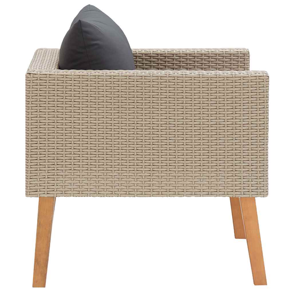 vidaXL Pojedyncza sofa ogrodowa z poduszkami, rattan PE, beż