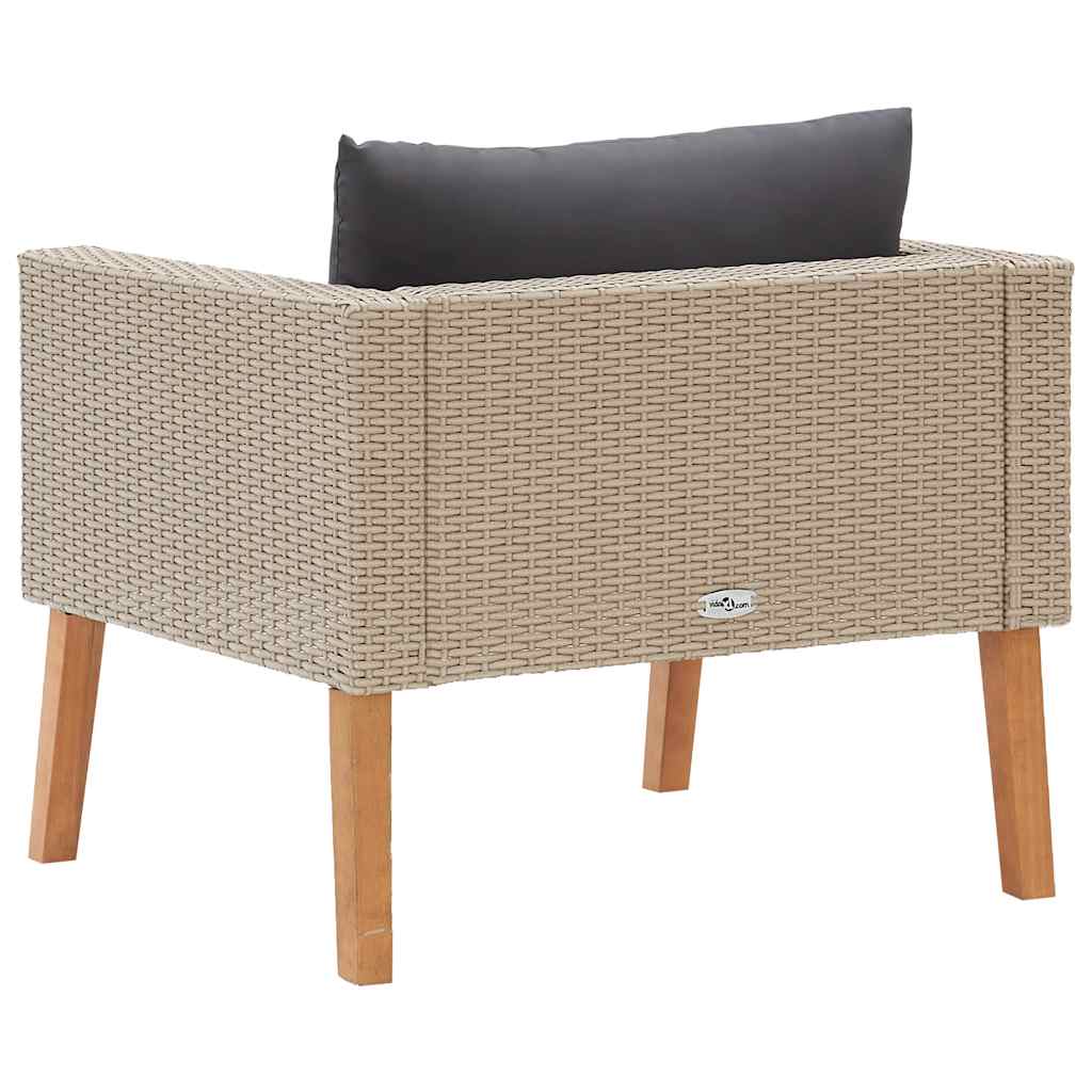 vidaXL Pojedyncza sofa ogrodowa z poduszkami, rattan PE, beż