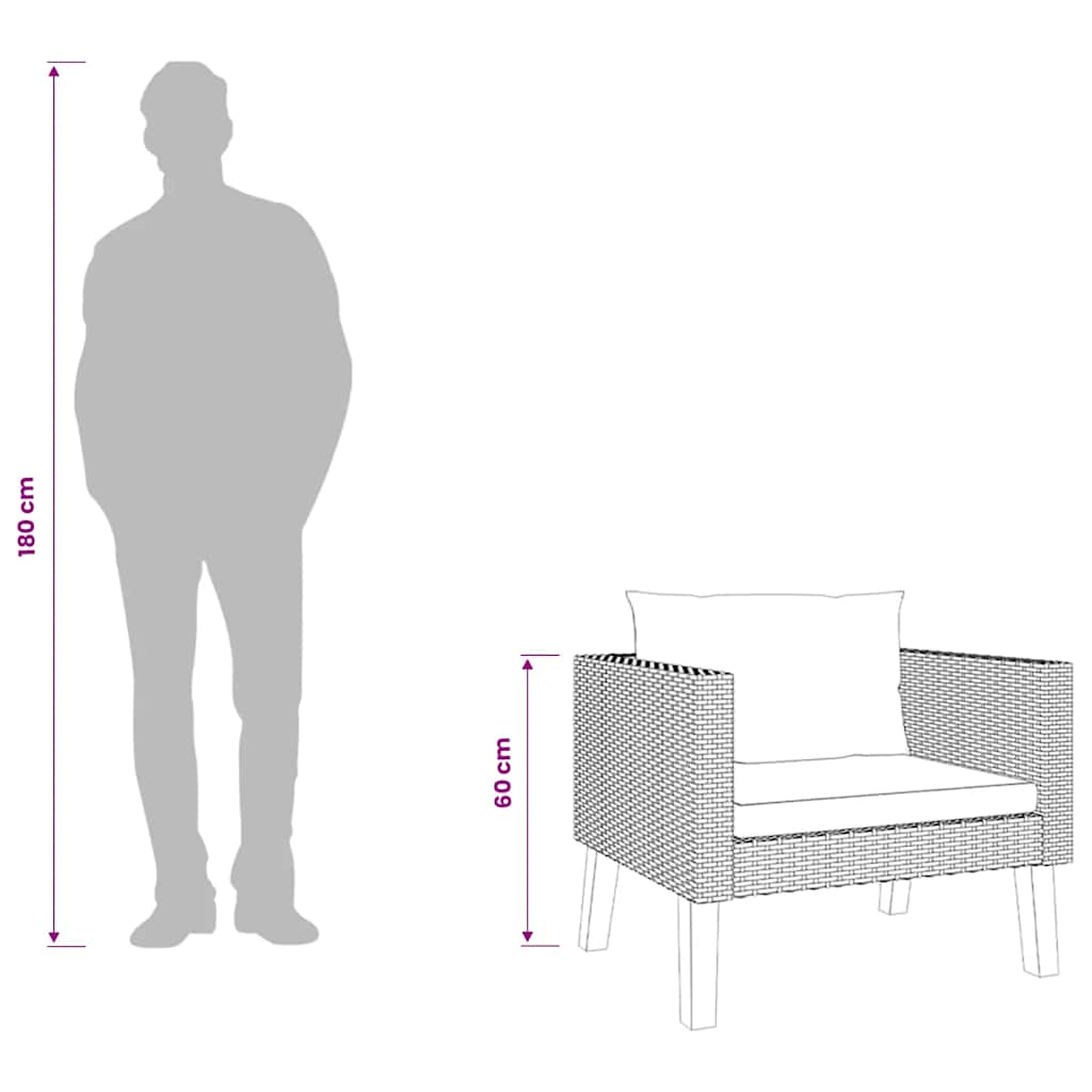vidaXL Pojedyncza sofa ogrodowa z poduszkami, rattan PE, beż