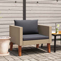 vidaXL Pojedyncza sofa ogrodowa z poduszkami, rattan PE, beż