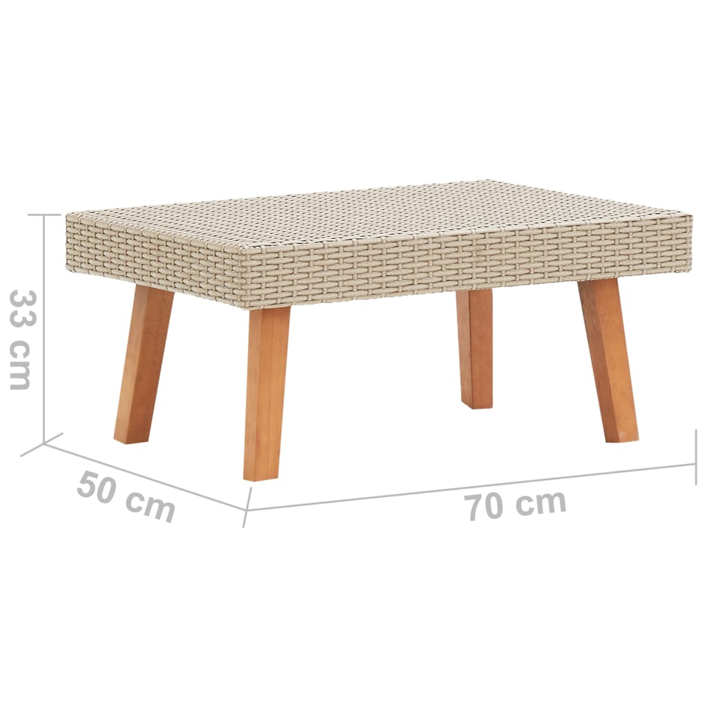 vidaXL Stolik kawowy do ogrodu, rattan PE, beżowy
