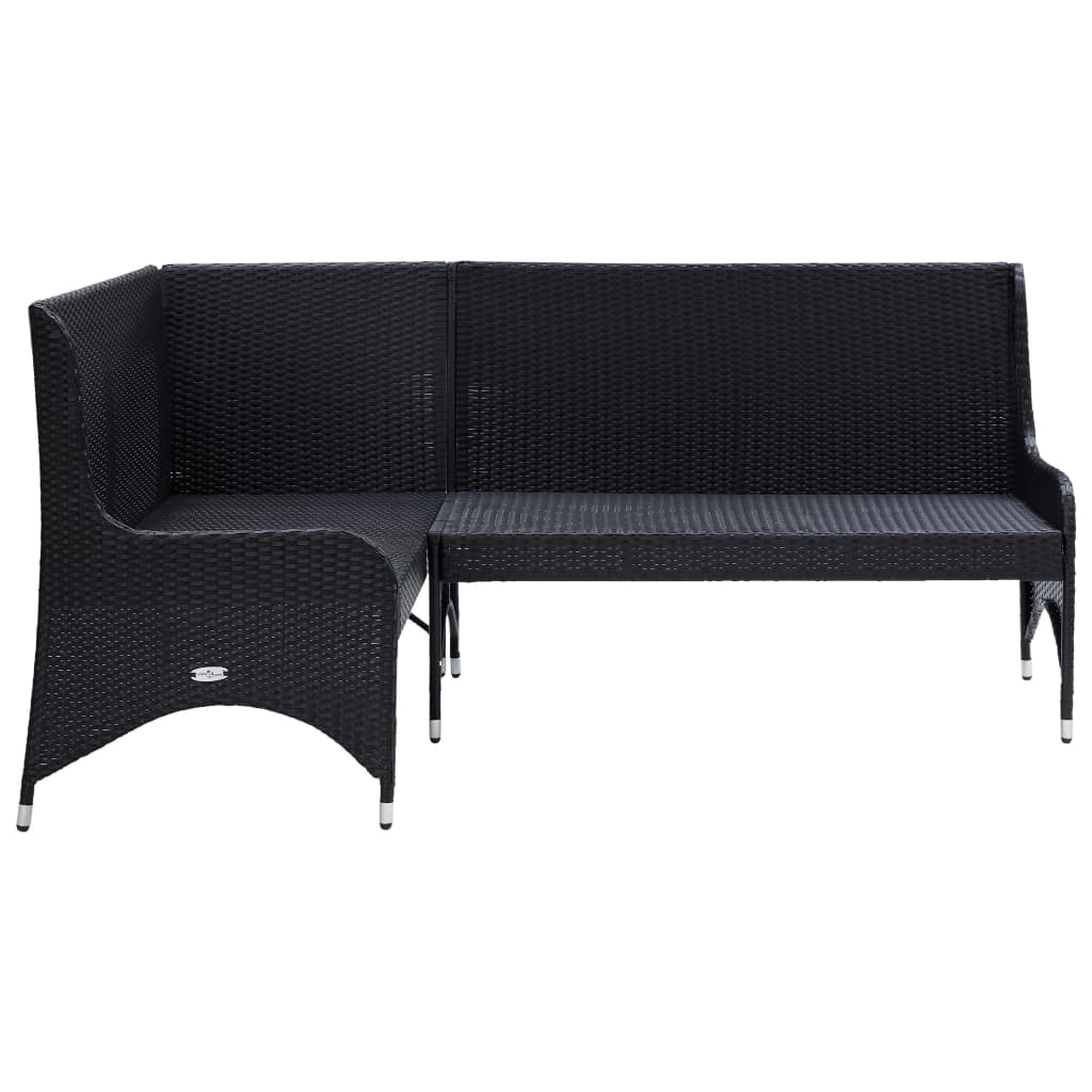 vidaXL Ogrodowe sofy narożne, 2 szt., rattan PE, czarne