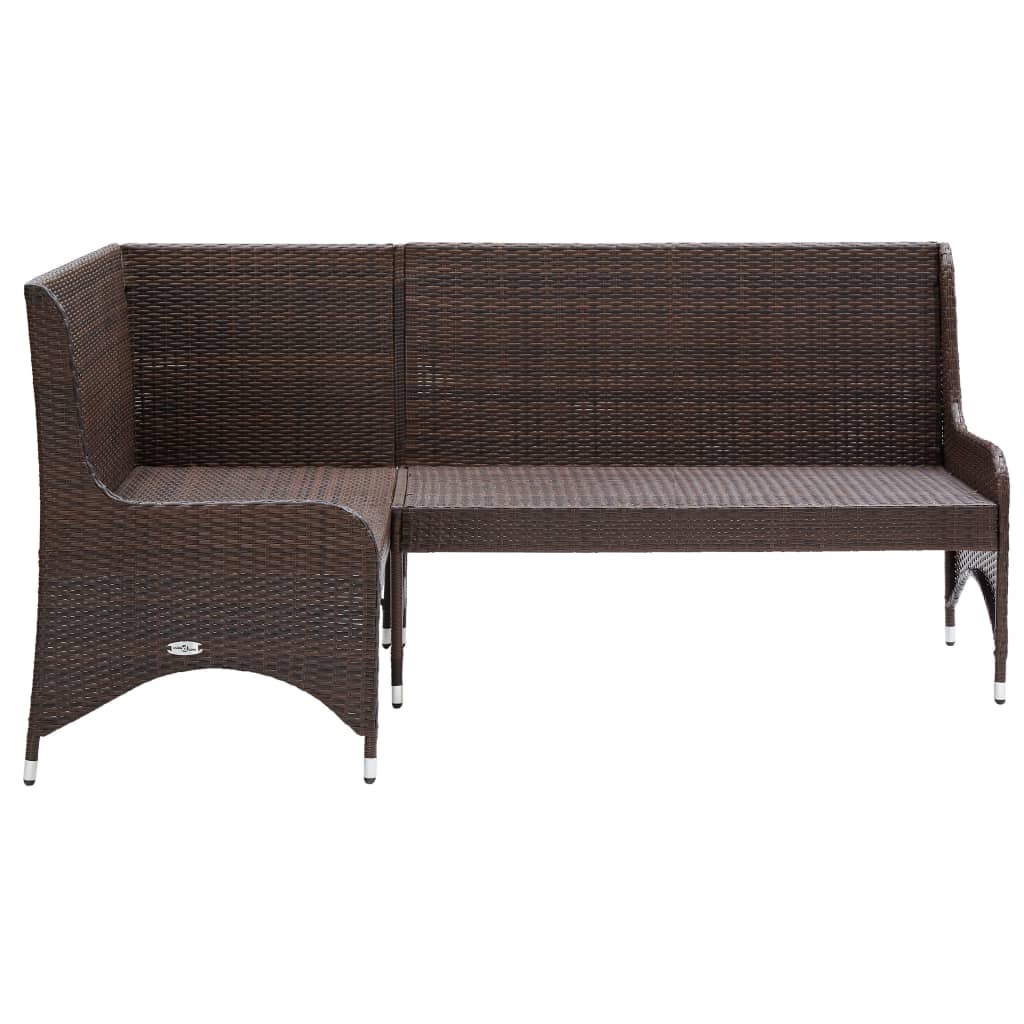 vidaXL Ogrodowe sofy narożne, 2 szt., rattan PE, brązowe
