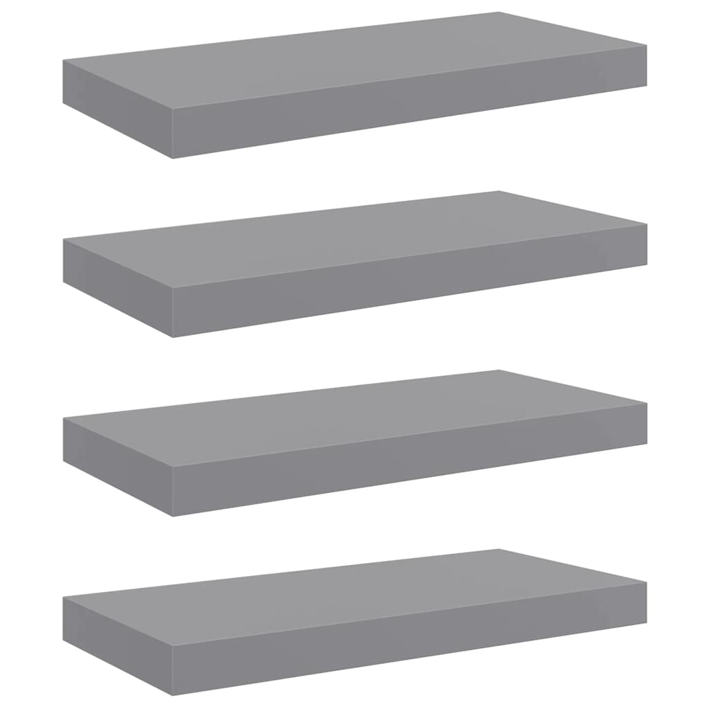 vidaXL Półki ścienne, 4 szt., szare, 50x23,5x3,8 cm, MDF