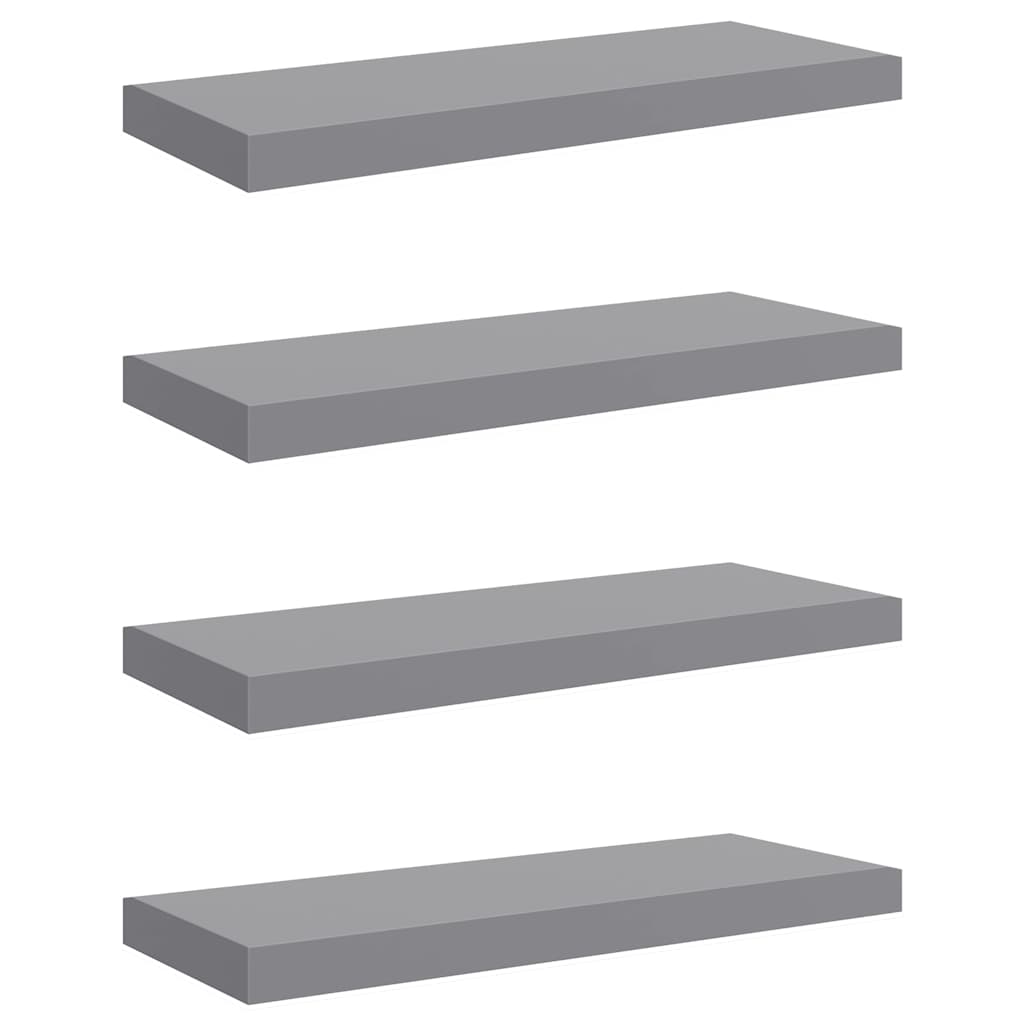 vidaXL Półki ścienne, 4 szt., szare, 60x23,5x3,8 cm, MDF