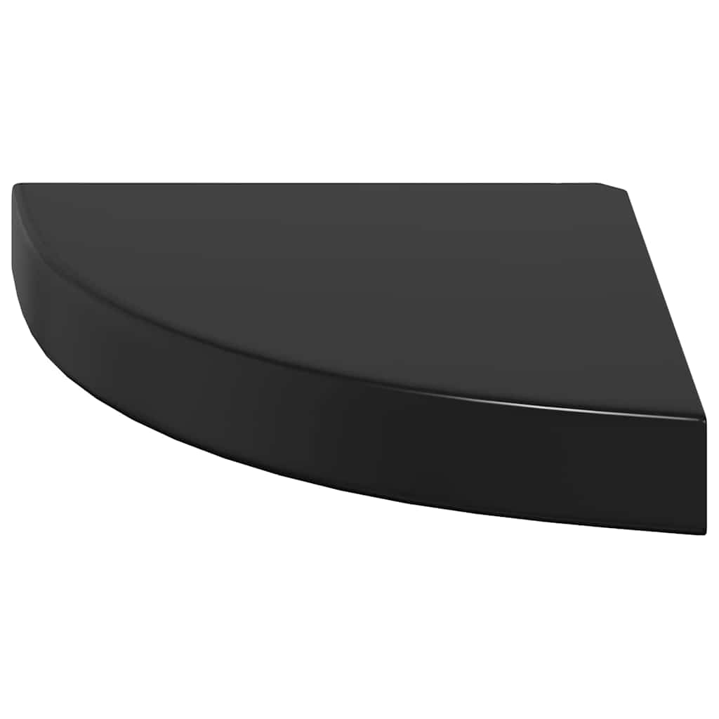 vidaXL Narożne półki ścienne, 2 szt., połysk, czarne, 25x25x3,8cm, MDF