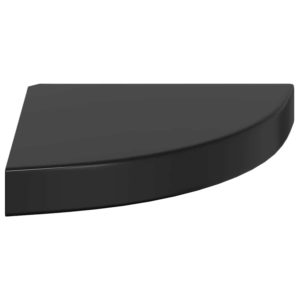 vidaXL Narożne półki ścienne, 2 szt., połysk, czarne, 25x25x3,8cm, MDF