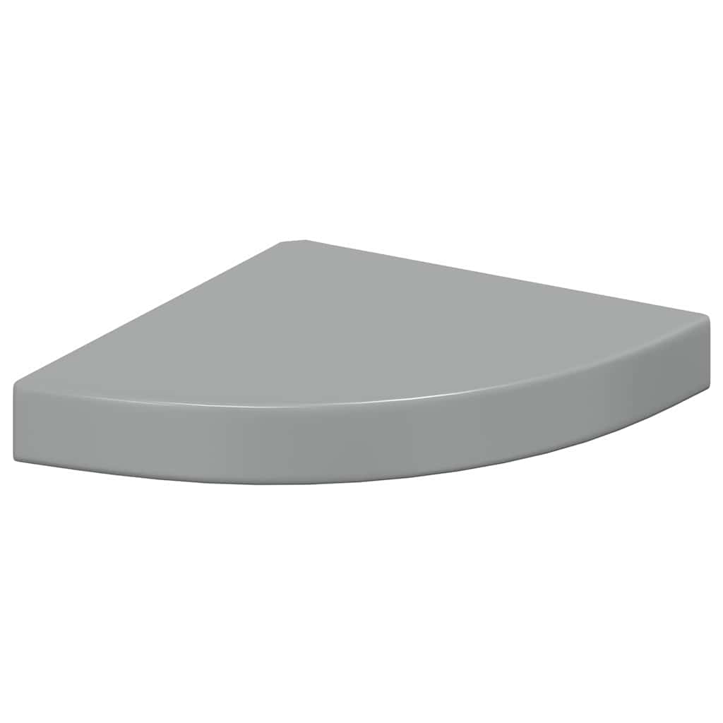vidaXL Narożne półki ścienne, 4 szt., połysk, szare, 25x25x3,8 cm, MDF