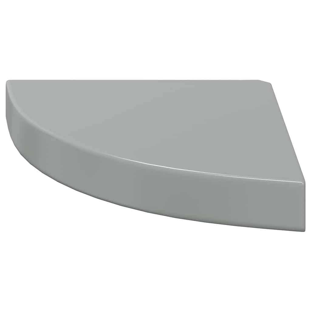 vidaXL Narożne półki ścienne, 4 szt., połysk, szare, 25x25x3,8 cm, MDF