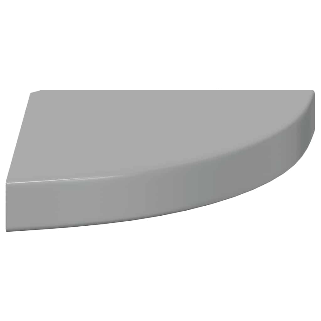 vidaXL Narożne półki ścienne, 4 szt., połysk, szare, 25x25x3,8 cm, MDF