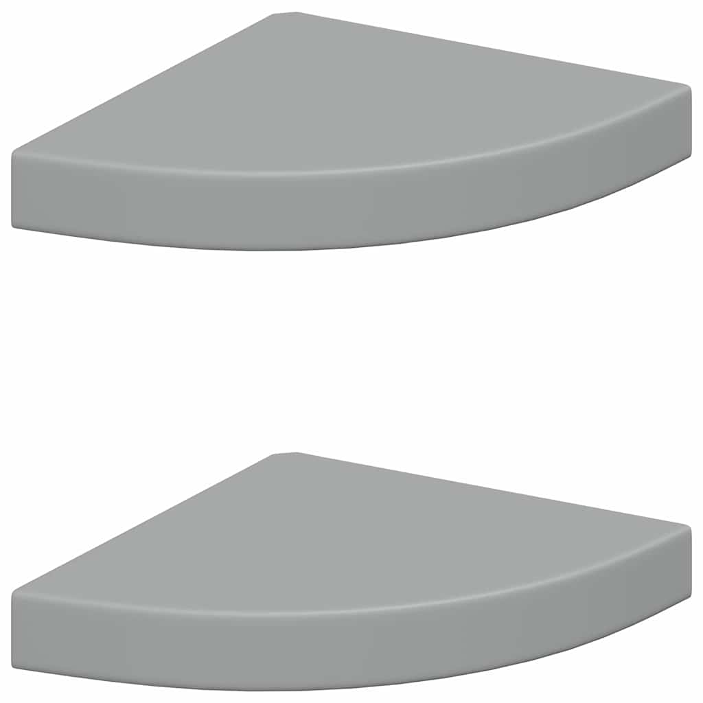 vidaXL Narożne półki ścienne, 2 szt., szare, 25x25x3,8 cm, MDF