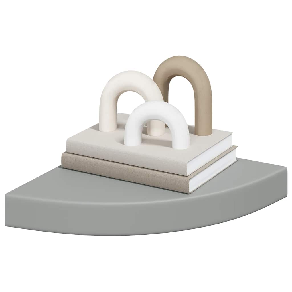 vidaXL Narożne półki ścienne, 2 szt., szare, 25x25x3,8 cm, MDF