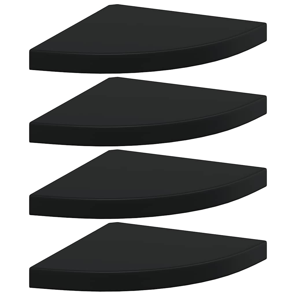 vidaXL Narożne półki ścienne, 4 szt., czarne, 35x35x3,8 cm, MDF