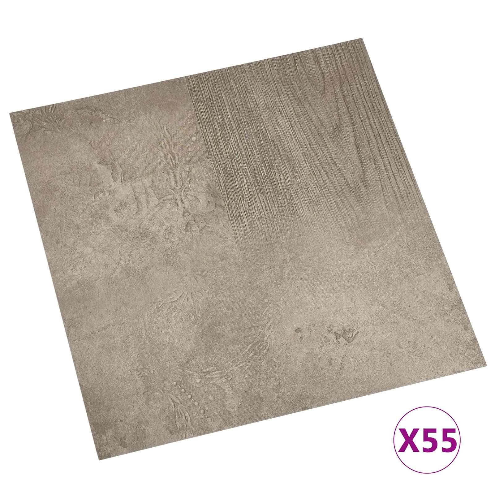 vidaXL Deski podłogowe 5,11 m² 55 pcs PVC Ciemny brąz i szary