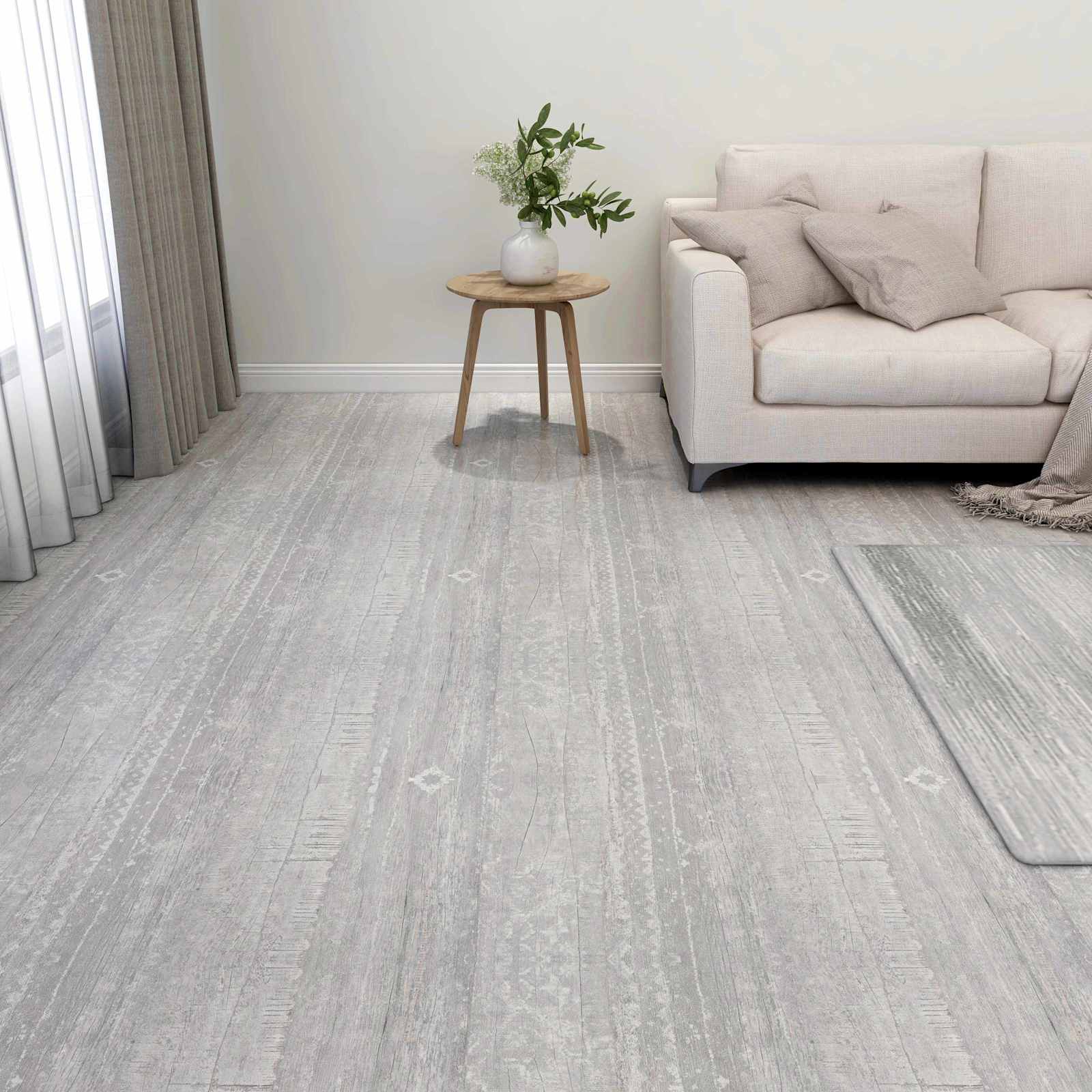 vidaXL Deski podłogowe 5,11 m² 55 pcs PVC Jasnoszary i biały.