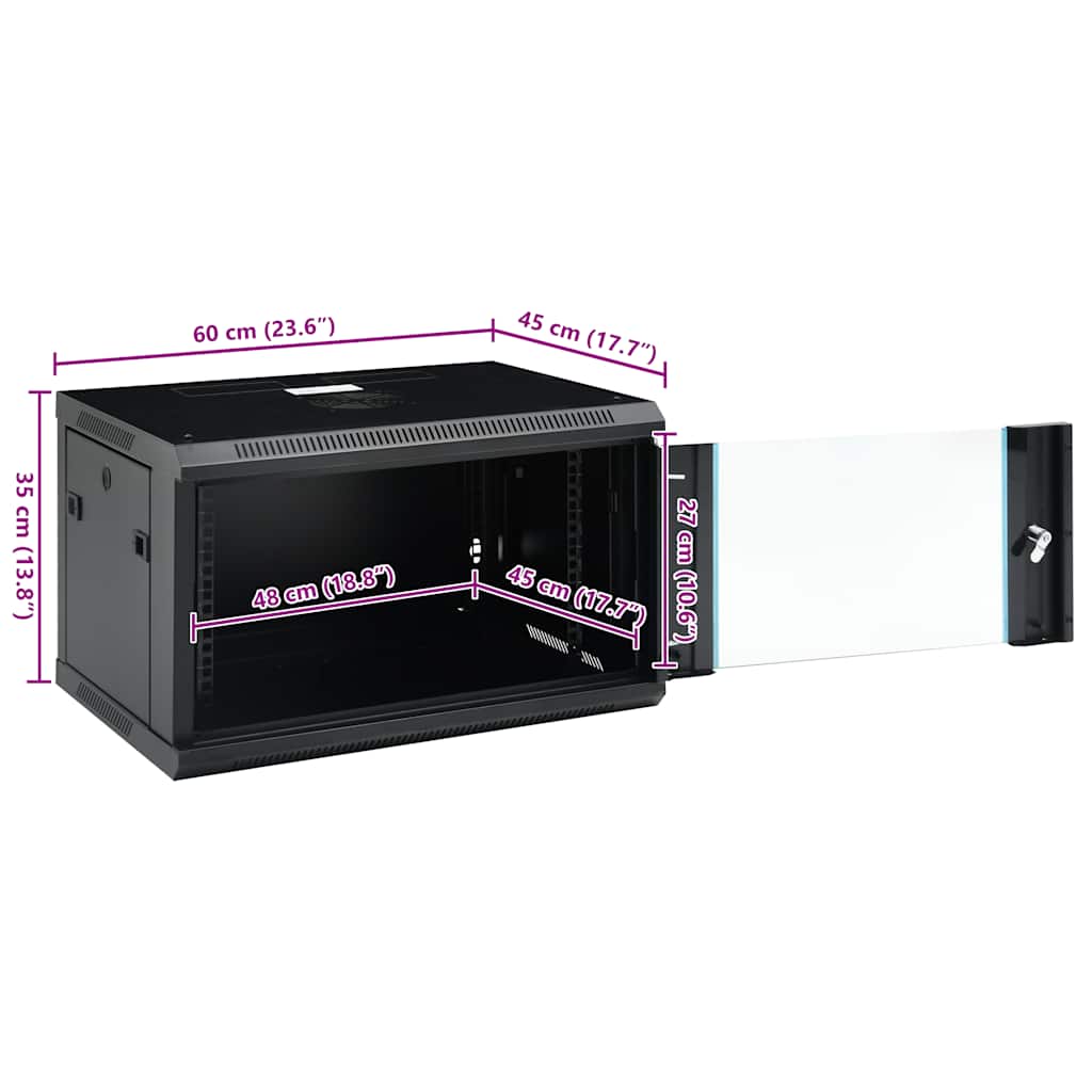vidaXL Ścienna szafka serwerowa 6U, 19", IP20, 600x450x350 mm