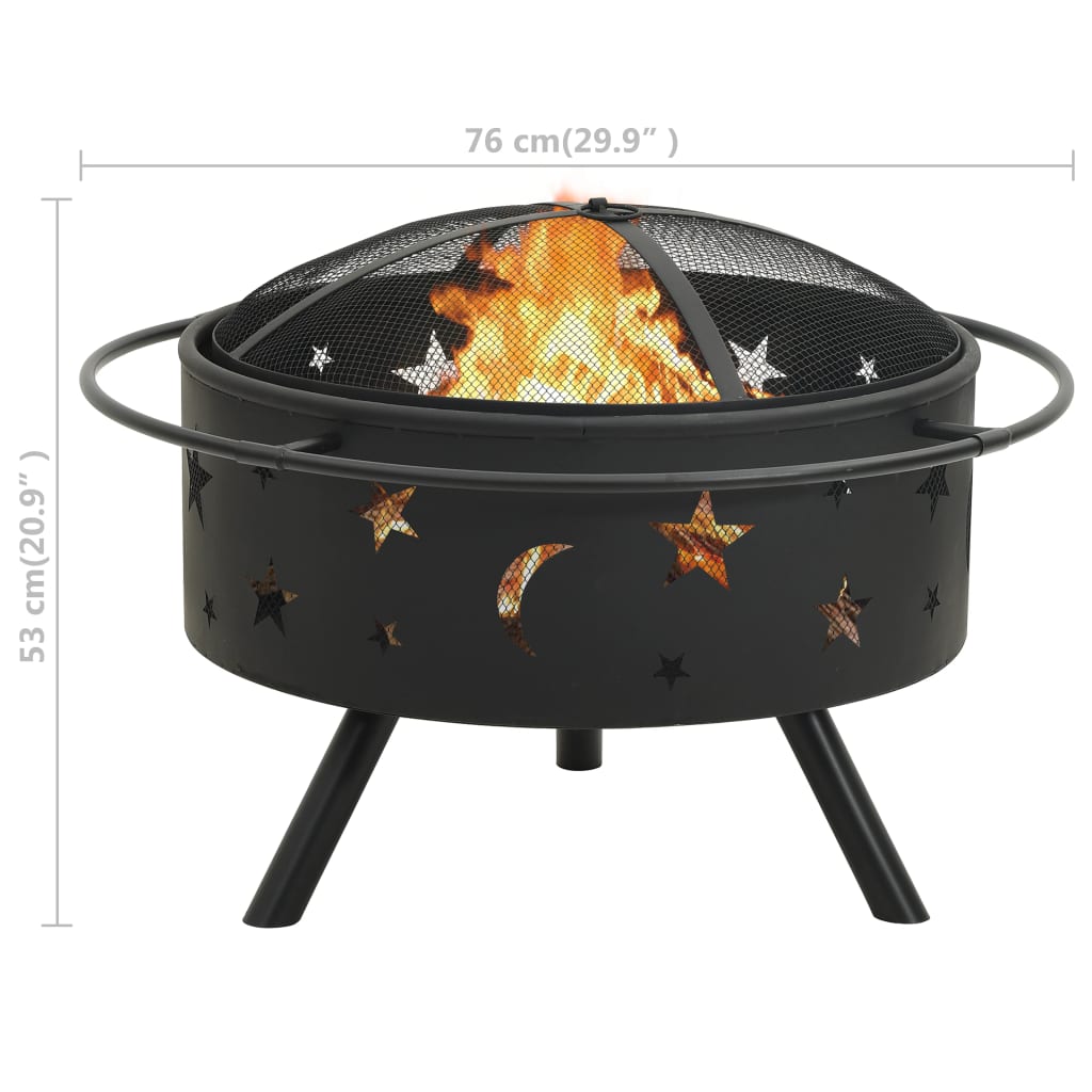 vidaXL Palenisko z pogrzebaczem, 76 cm, XXL, stal