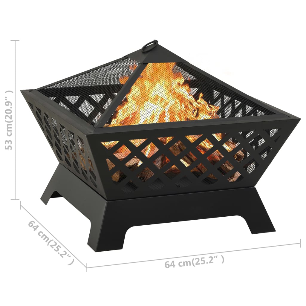vidaXL Palenisko z pogrzebaczem, 64 cm, XXL, stal