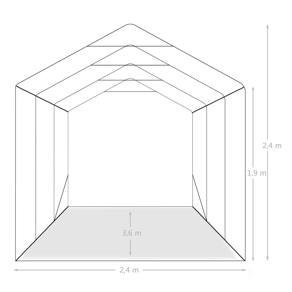 vidaXL Namiot garażowy z PVC, 2,4 x 3,6 m, zielony