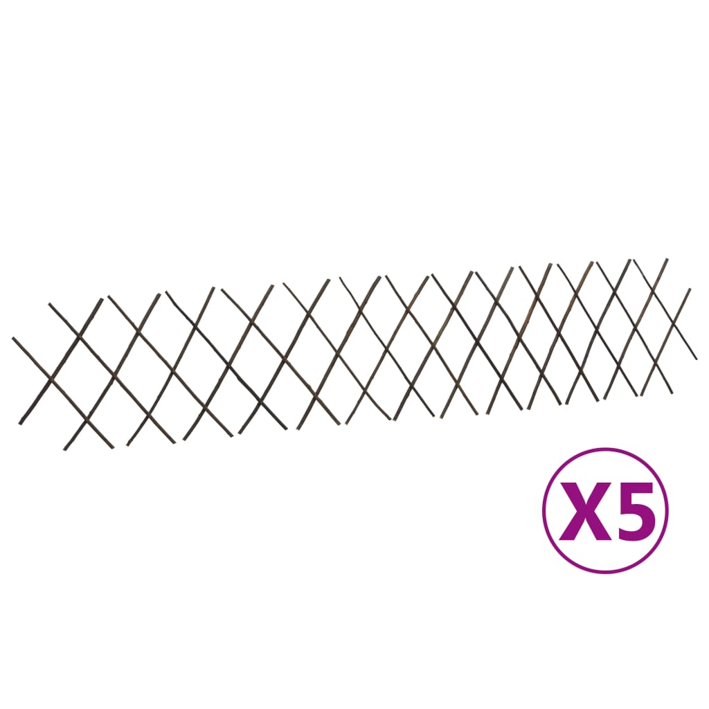 vidaXL Płot kratka z wierzby, 5 szt., 180 x 30 cm