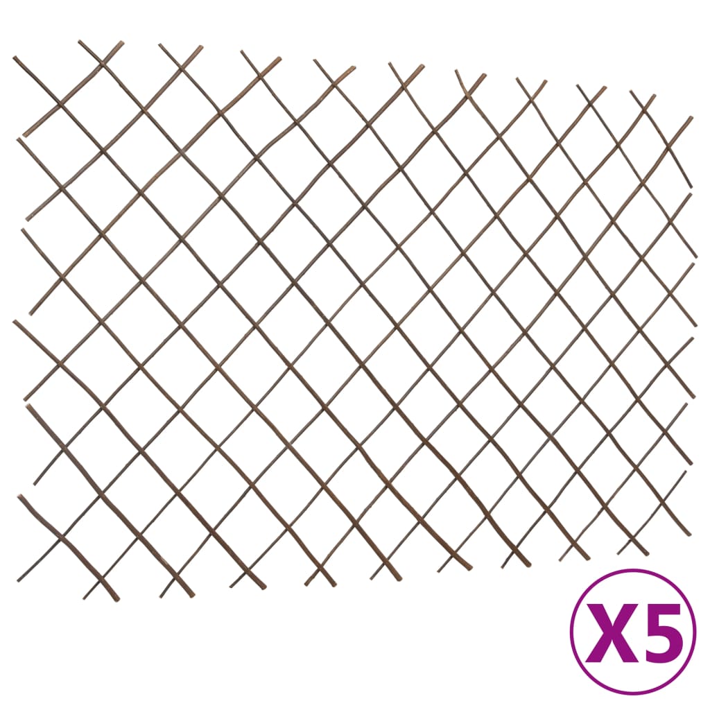 vidaXL Płot kratka z wierzby, 5 szt., 180 x 120 cm
