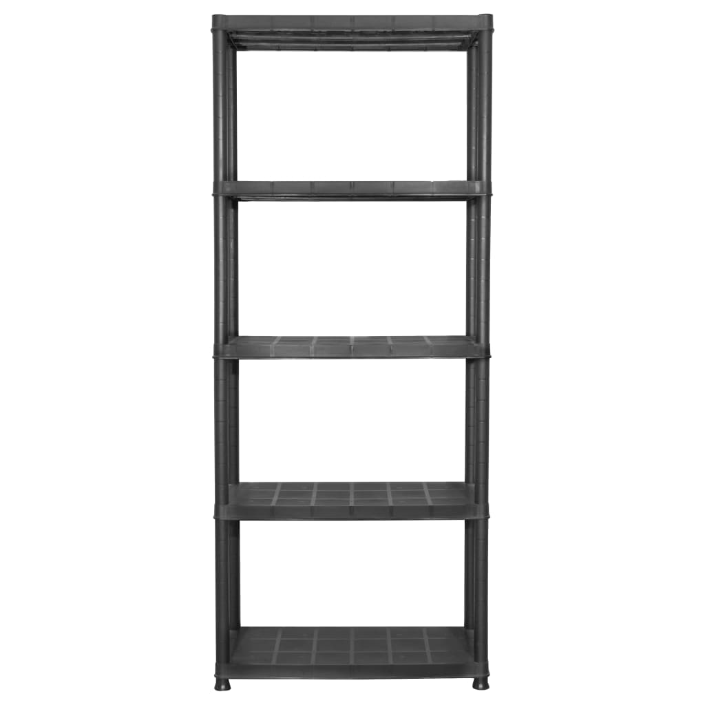 vidaXL Regał 5-poziomowy, czarny, 71 x 38 x 170 cm, plastik