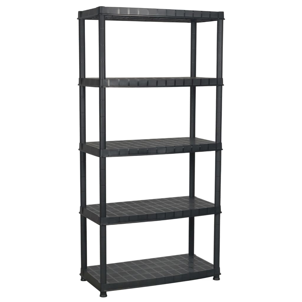 vidaXL Regał 5-poziomowy, czarny, 91,5 x 45,7 x 185 cm, plastik