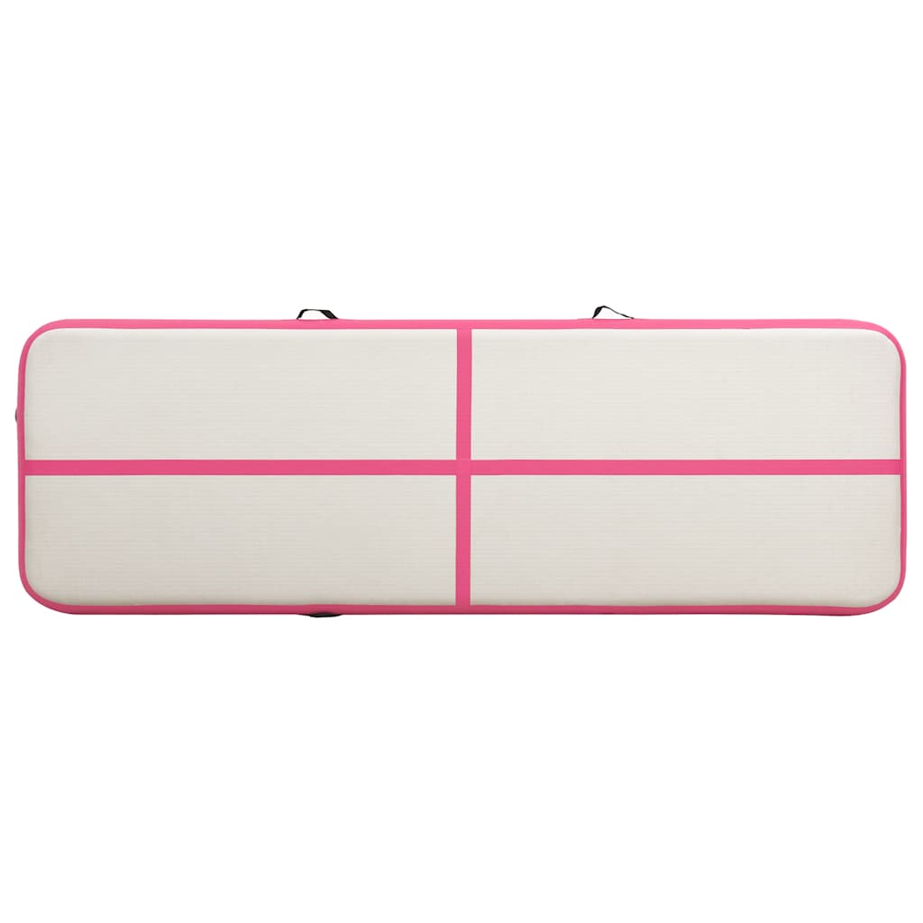 vidaXL Mata gimnastyczna z pompką, 300x100x15 cm, PVC, różowa