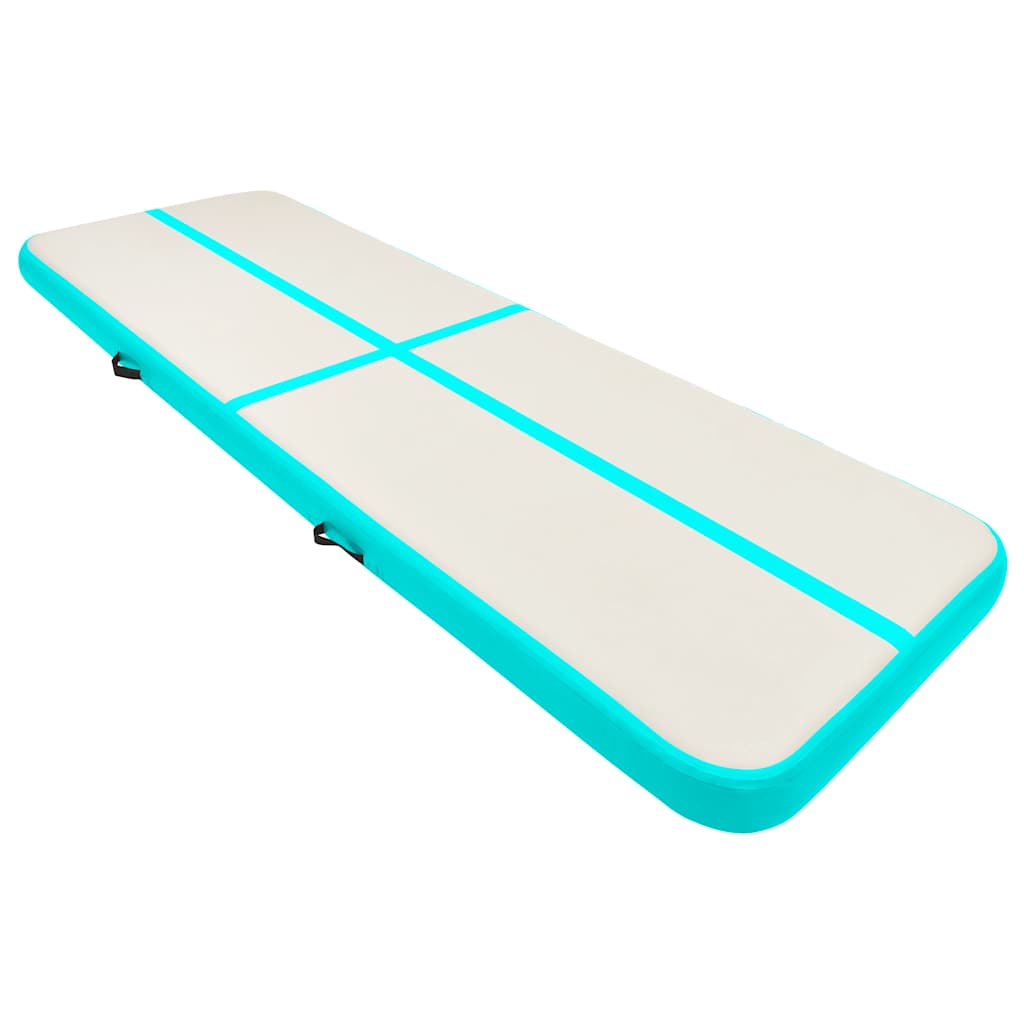 vidaXL Mata gimnastyczna z pompką, 500x100x15 cm, PVC, zielona