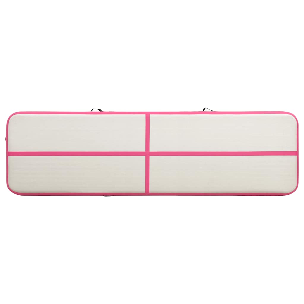 vidaXL Mata gimnastyczna z pompką, 600x100x15 cm, PVC, różowa