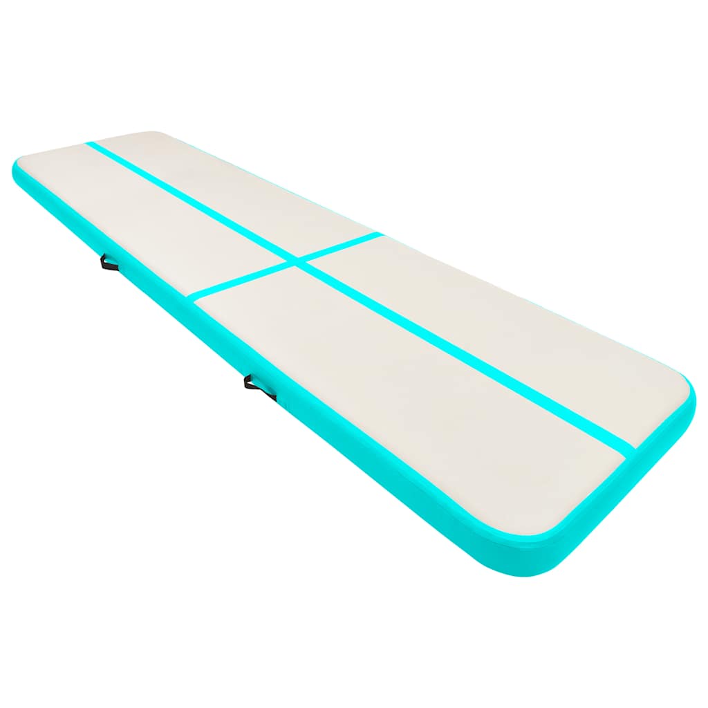 vidaXL Mata gimnastyczna z pompką, 600x100x15 cm, PVC, zielona