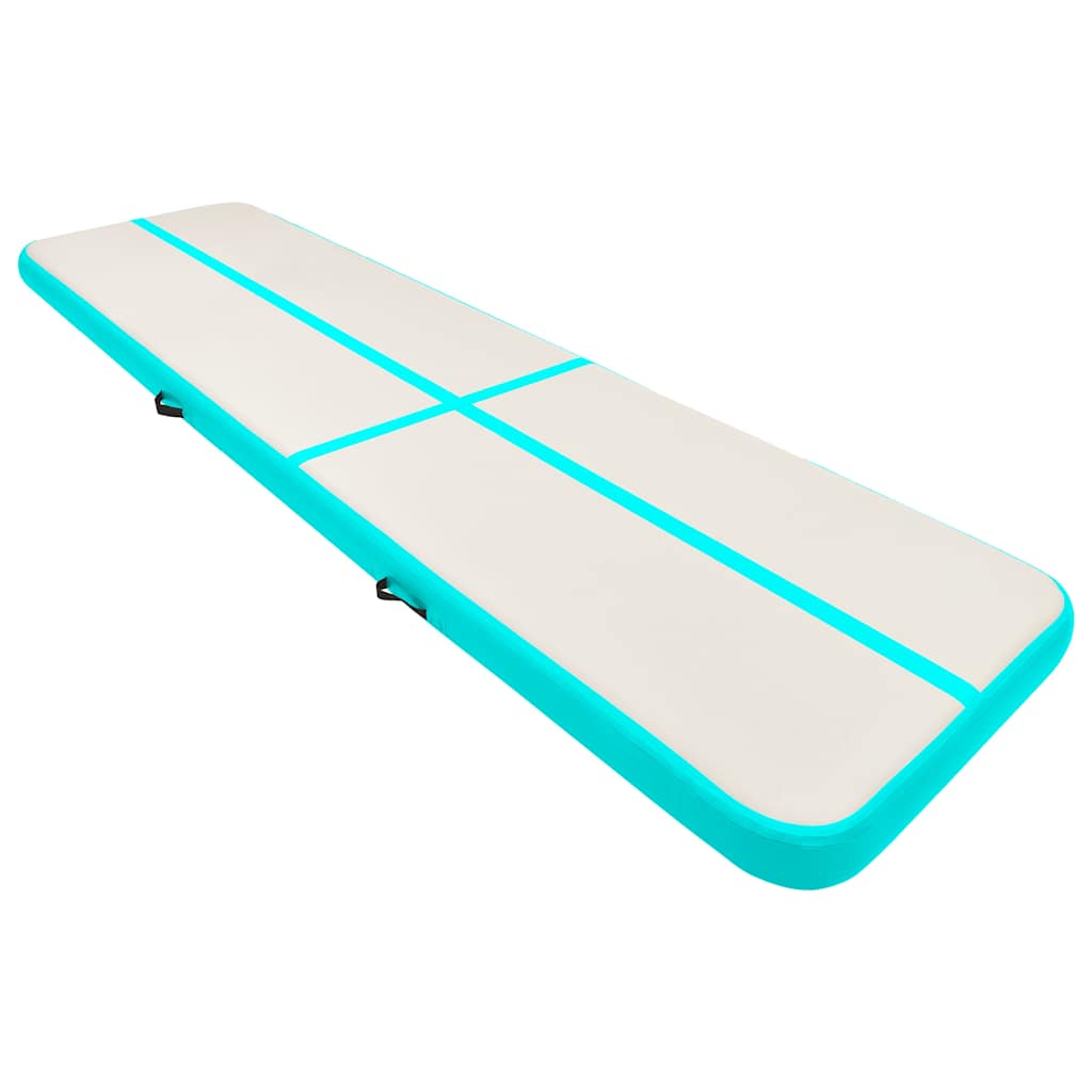 vidaXL Mata gimnastyczna z pompką, 800x100x15 cm, PVC, zielona