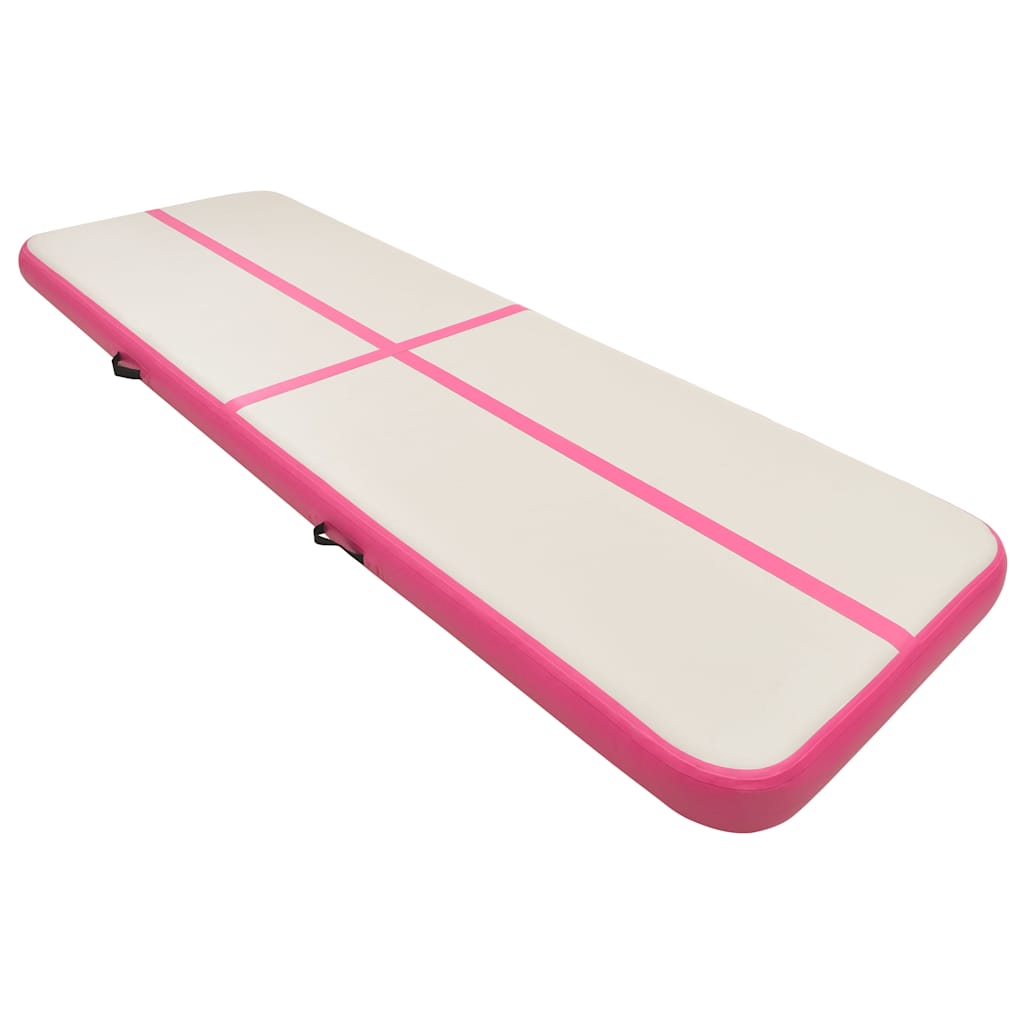 vidaXL Mata gimnastyczna z pompką, 300x100x20 cm, PVC, różowa