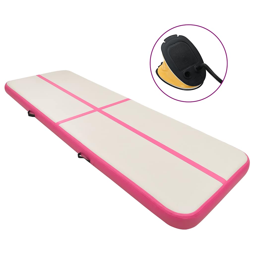 vidaXL Mata gimnastyczna z pompką, 400x100x20 cm, PVC, różowa