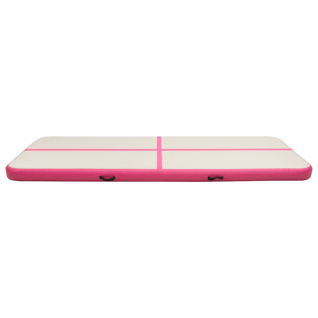 vidaXL Mata gimnastyczna z pompką, 400x100x20 cm, PVC, różowa