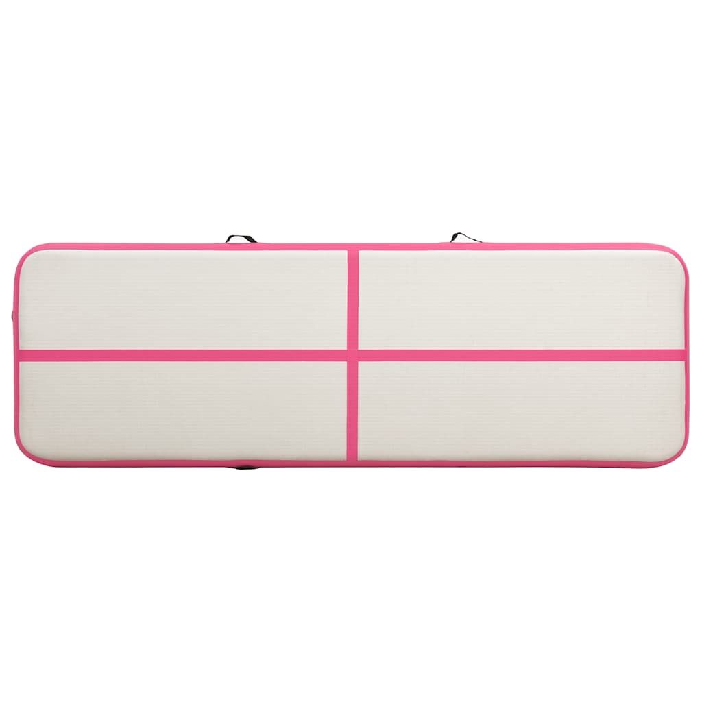 vidaXL Mata gimnastyczna z pompką, 400x100x20 cm, PVC, różowa