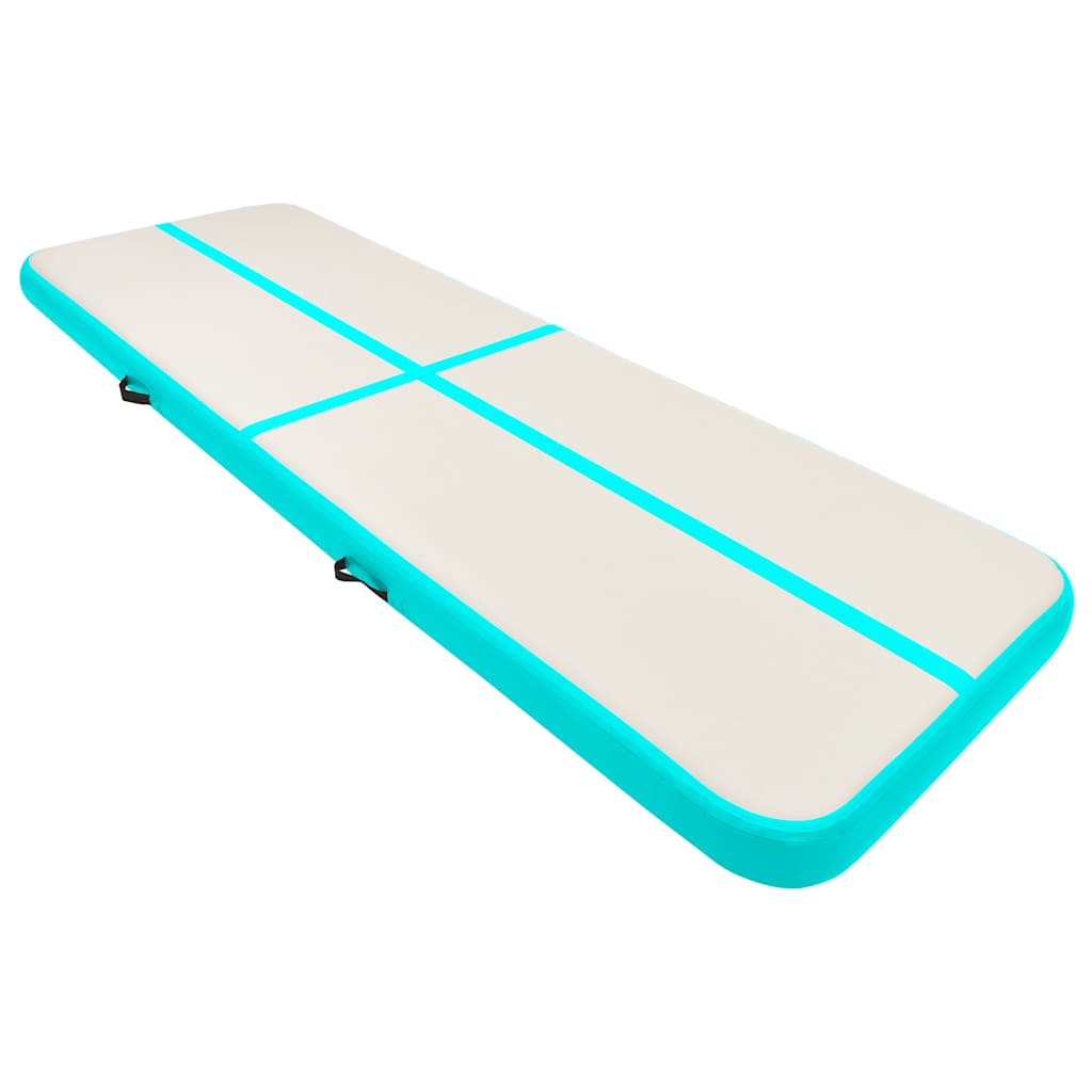 vidaXL Mata gimnastyczna z pompką, 400x100x20 cm, PVC, zielona