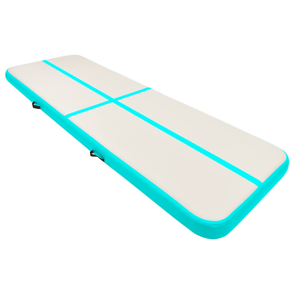 vidaXL Mata gimnastyczna z pompką, 500x100x20 cm, PVC, zielona