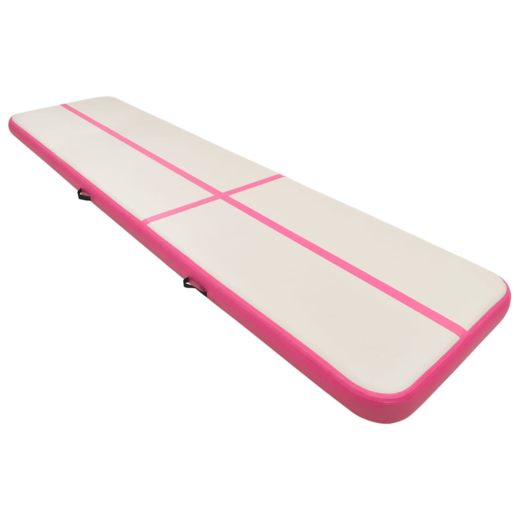vidaXL Mata gimnastyczna z pompką, 700x100x20 cm, PVC, różowa