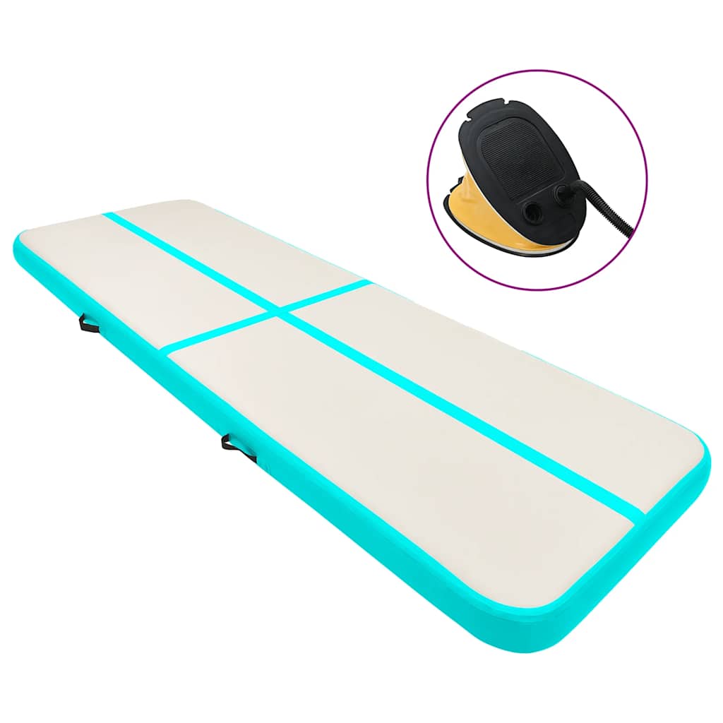 vidaXL Mata gimnastyczna z pompką, 700x100x20 cm, PVC, zielona