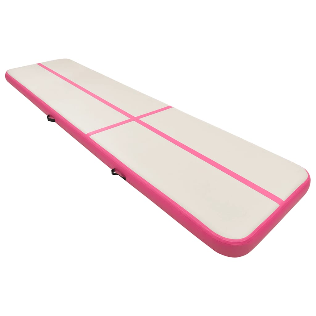 vidaXL Mata gimnastyczna z pompką, 800x100x20 cm, PVC, różowa