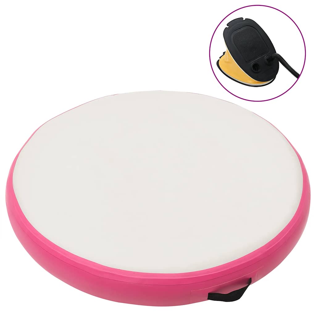 vidaXL Mata gimnastyczna z pompką, 100x100x10 cm, PVC, różowa
