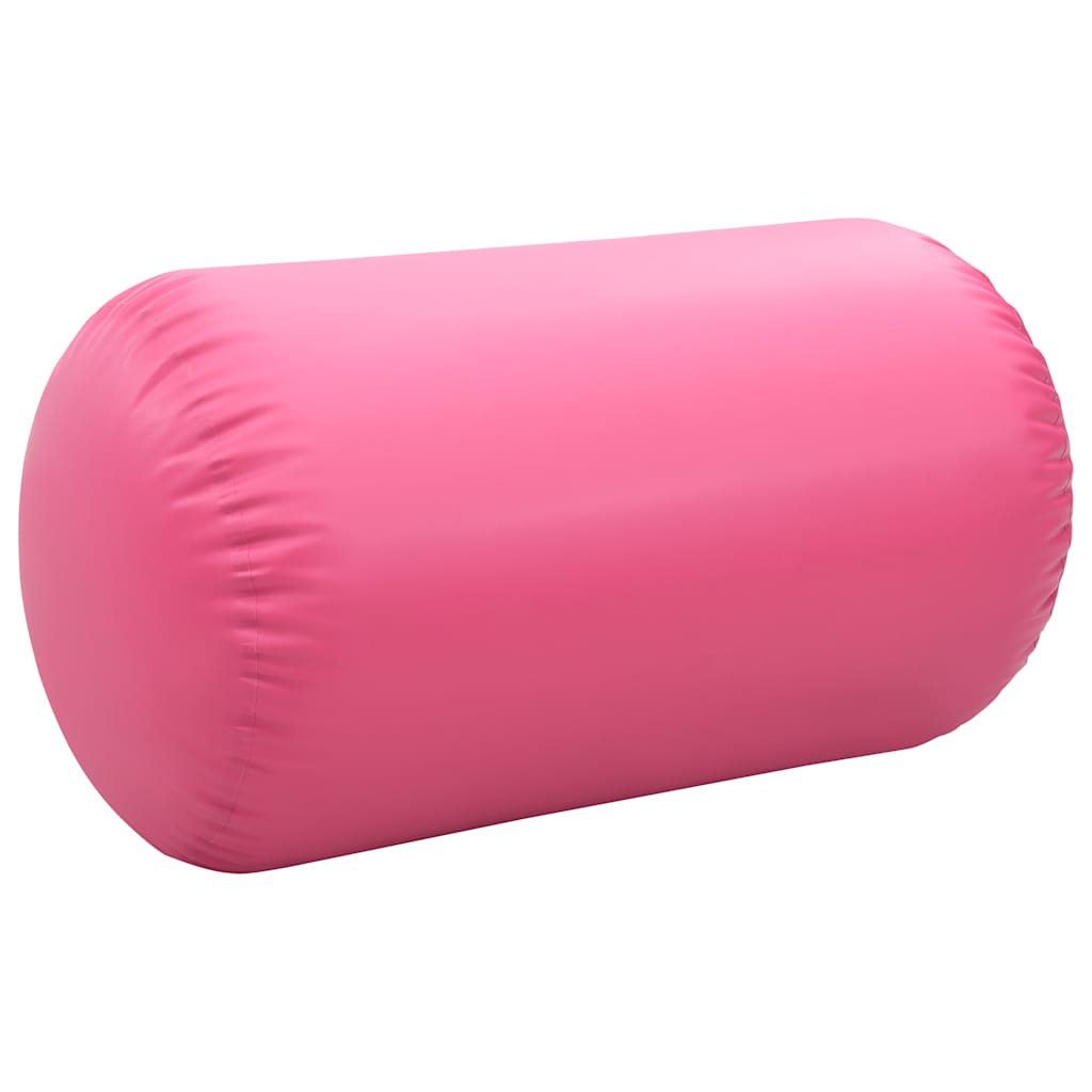 vidaXL Dmuchany wałek gimnastyczny z pompką, 100x60 cm, PVC, różowy