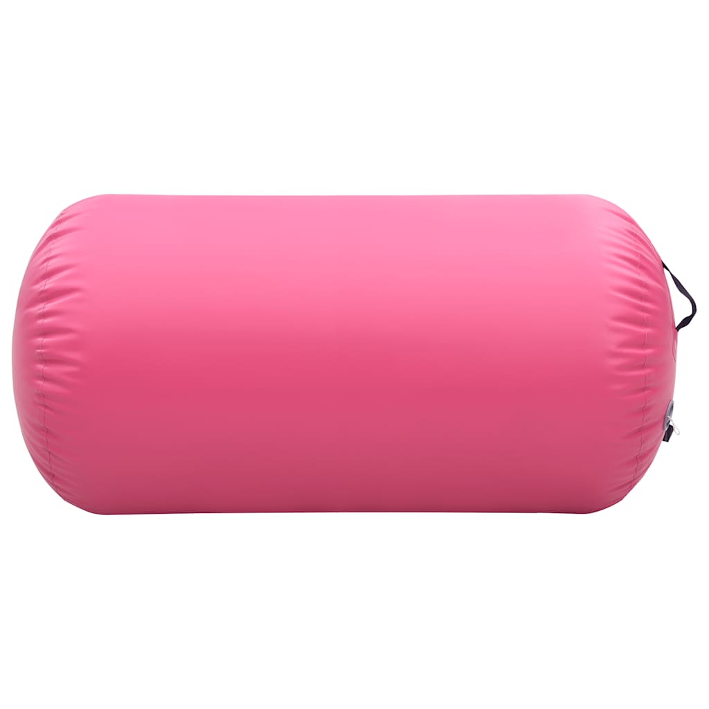vidaXL Dmuchany wałek gimnastyczny z pompką, 120x90 cm, PVC, różowy