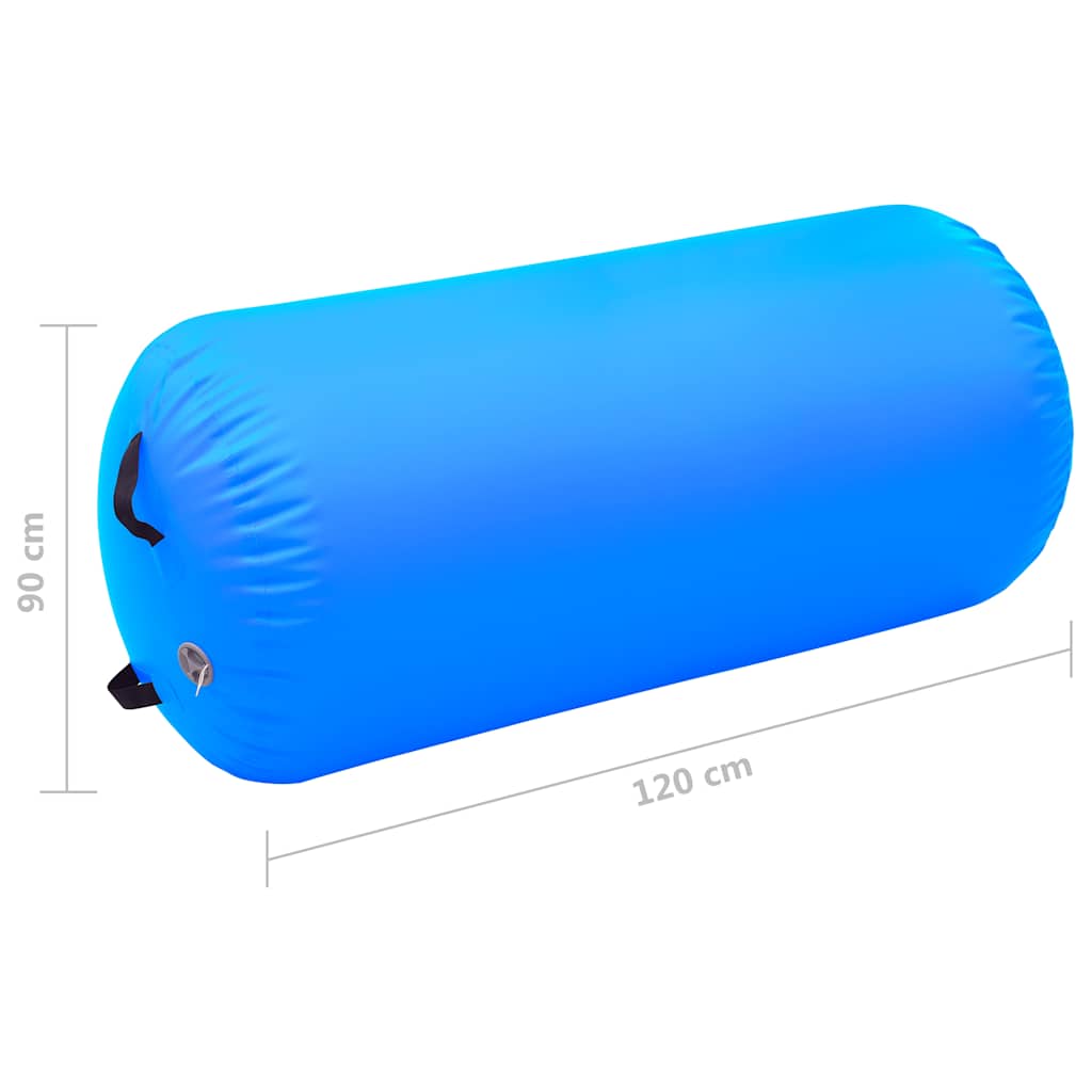 vidaXL Dmuchany wałek gimnastyczny z pompką, 120x90 cm, PVC, niebieski
