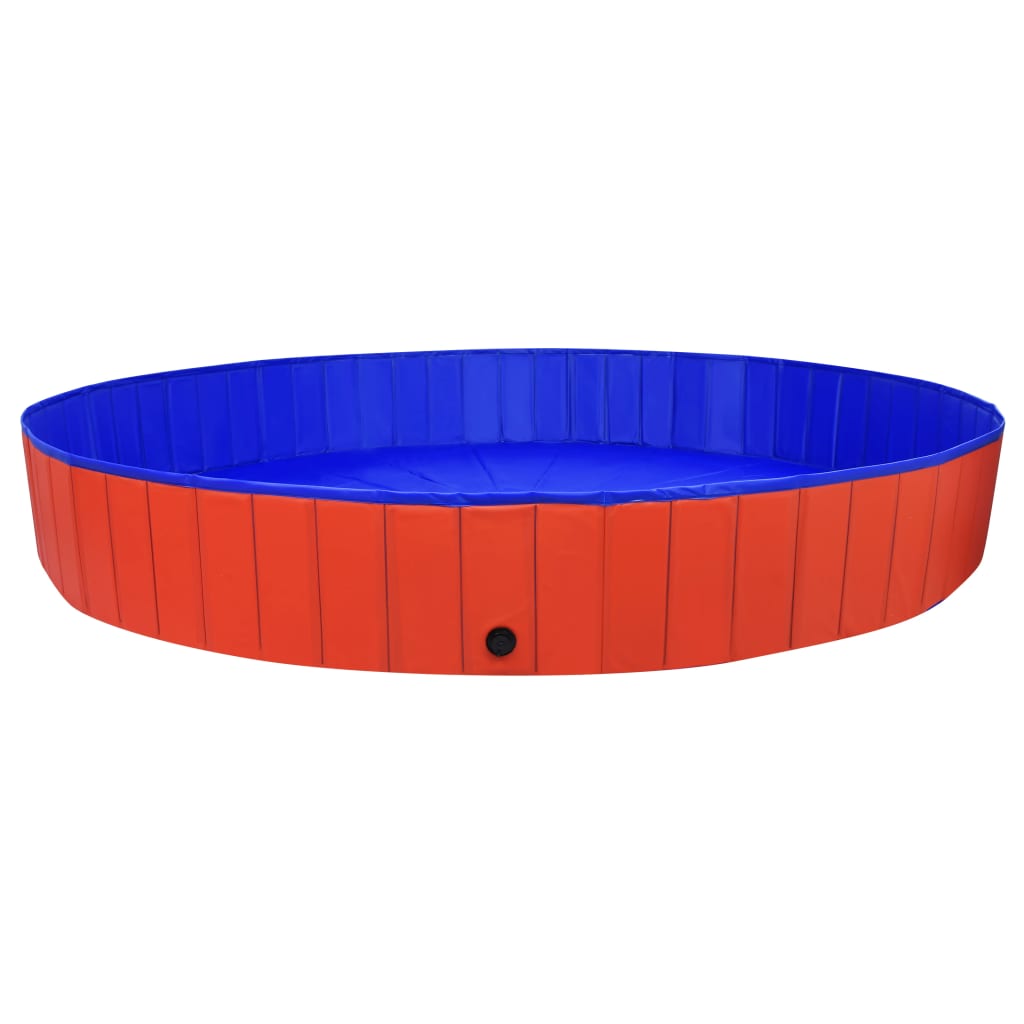 vidaXL Składany basen dla psa, czerwony, 300x40 cm, PVC