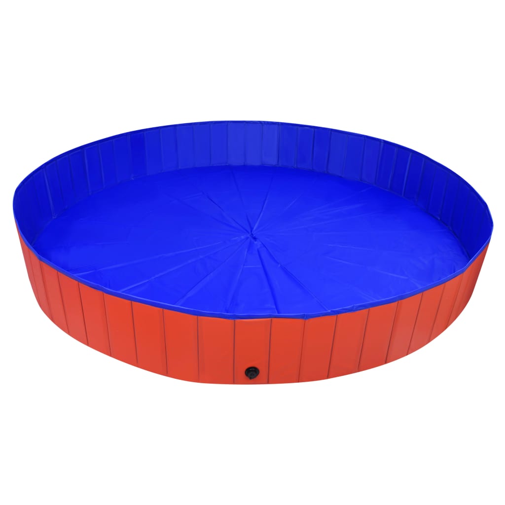 vidaXL Składany basen dla psa, czerwony, 300x40 cm, PVC